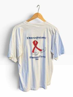 Vintage 1996 DreamWorks SKG DreamTeam AIDS Walk LA White T-Shirt L